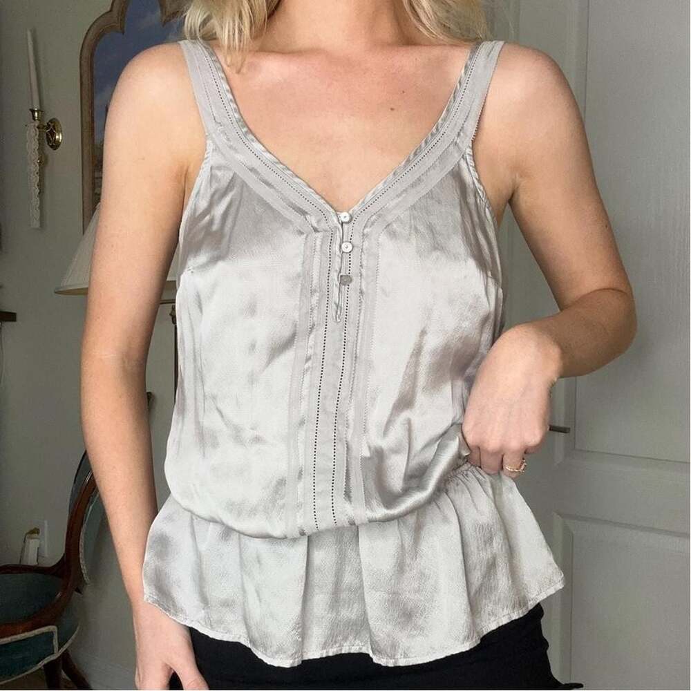 White House Black Market Silk Peplum Tank Top
